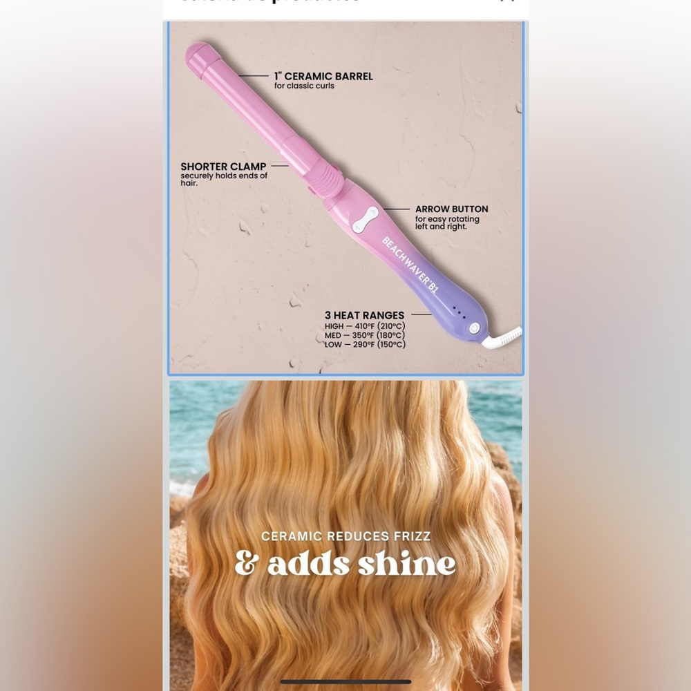 🔥BEACHWAVER Rotating curling iron B1.25 Exellent condition price firm!